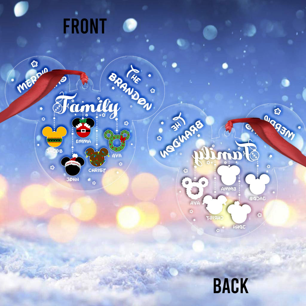 Personalized Christmas Mouse Ornament Family Name Custom Gift One-sided Ornament GradoCreations