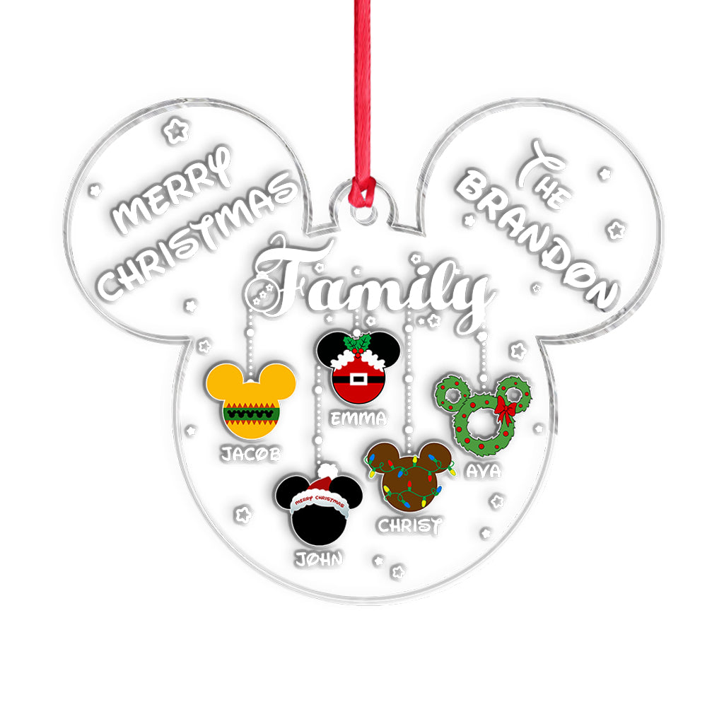 Personalized Christmas Mouse Ornament Family Name Custom Gift One-sided Ornament GradoCreations