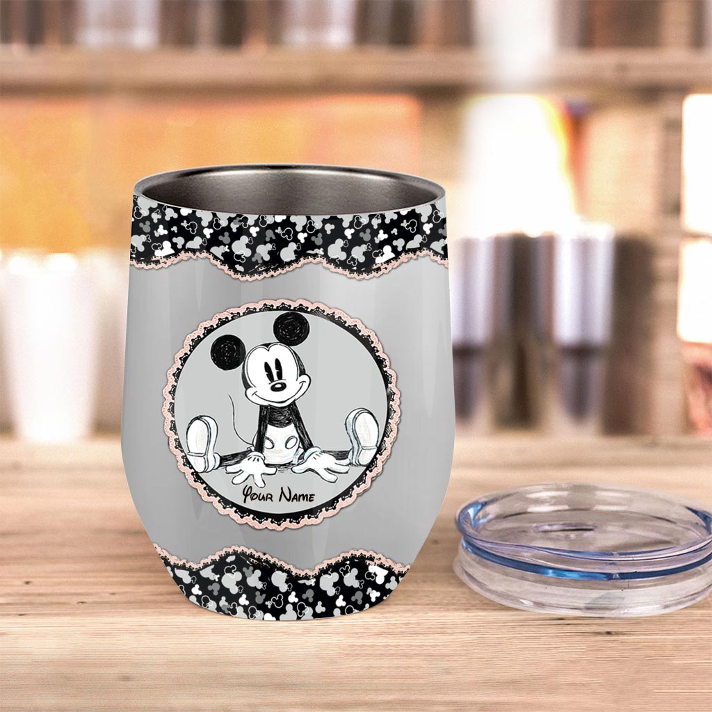 Personalized Wine Tumbler with Cute Mouse Ears | Custom Gift for Mom Wine Tumbler GradoCreations