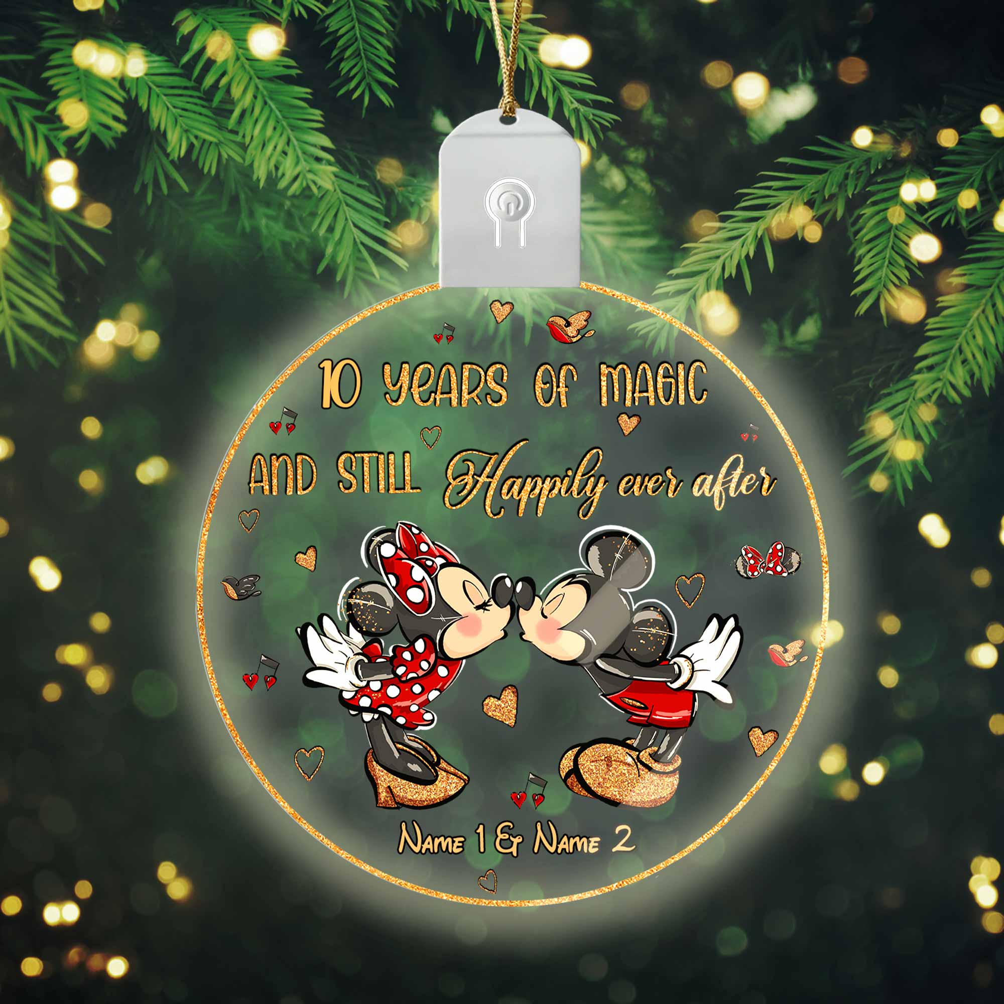 Personalized LED Acrylic Christmas Ornament Custom Names Gift Led Acrylic Ornament GradoCreations