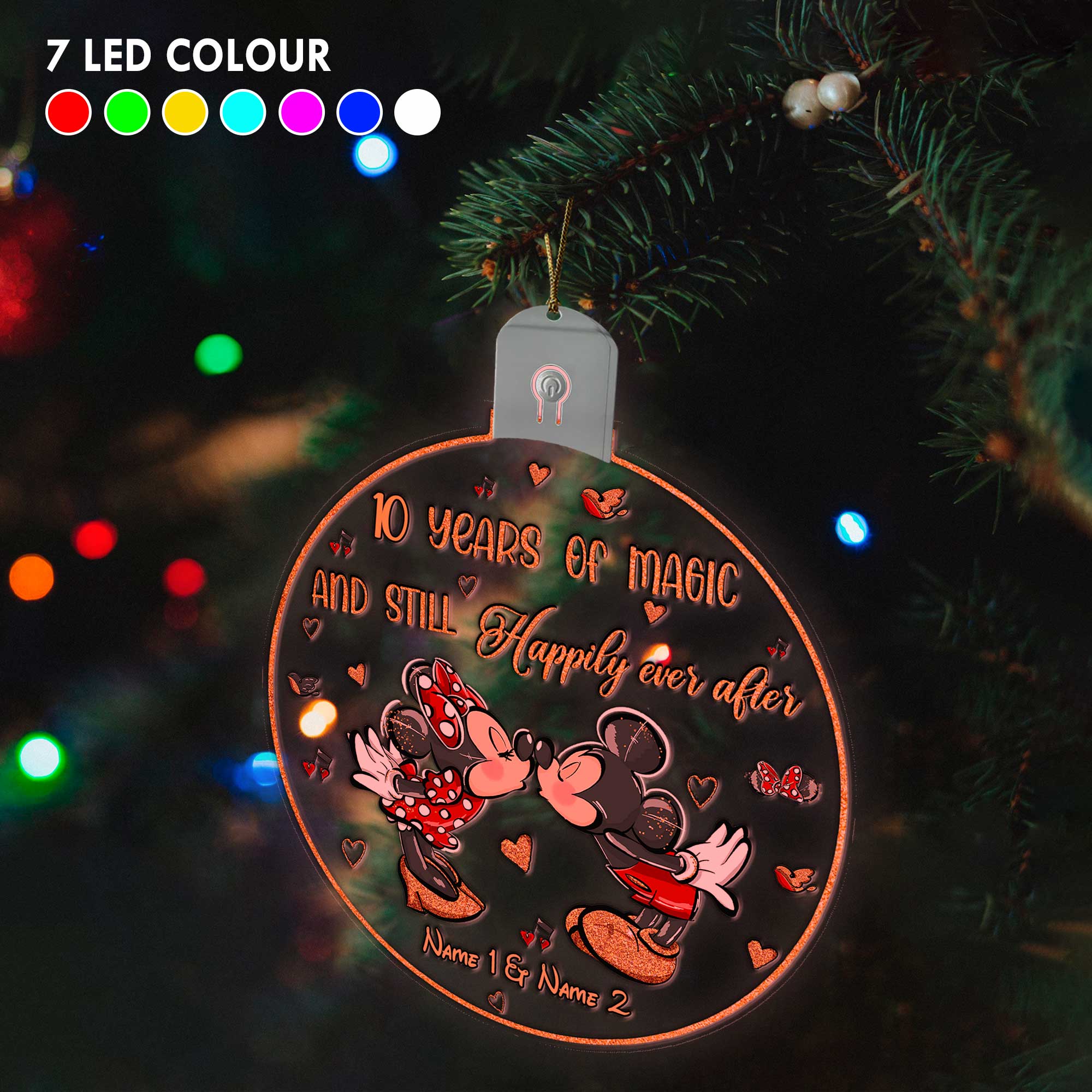Personalized LED Acrylic Christmas Ornament Custom Names Gift Led Acrylic Ornament GradoCreations