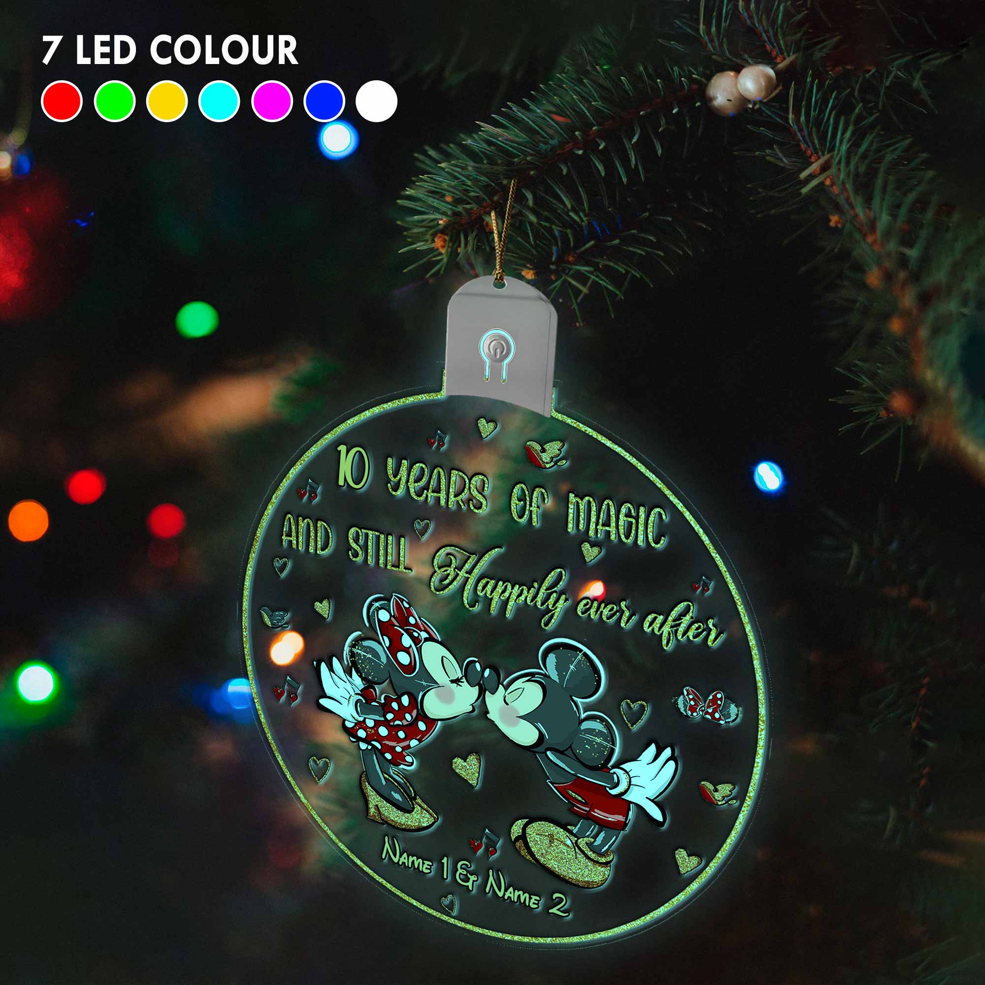 Personalized LED Acrylic Christmas Ornament Custom Names Gift Led Acrylic Ornament GradoCreations