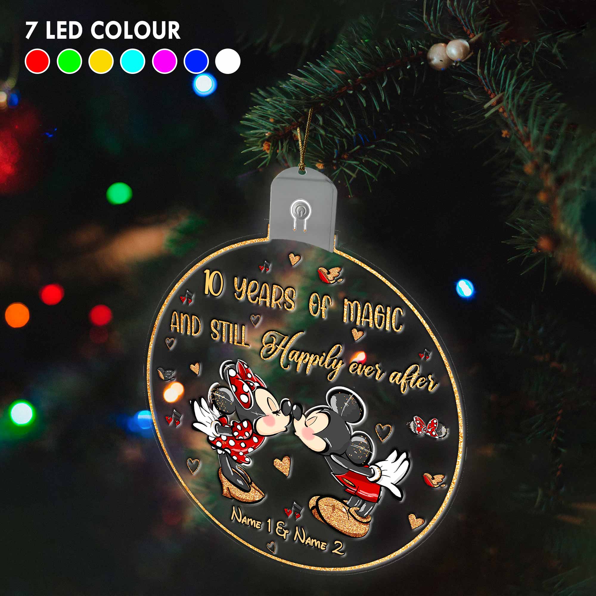 Personalized LED Acrylic Christmas Ornament Custom Names Gift Led Acrylic Ornament GradoCreations