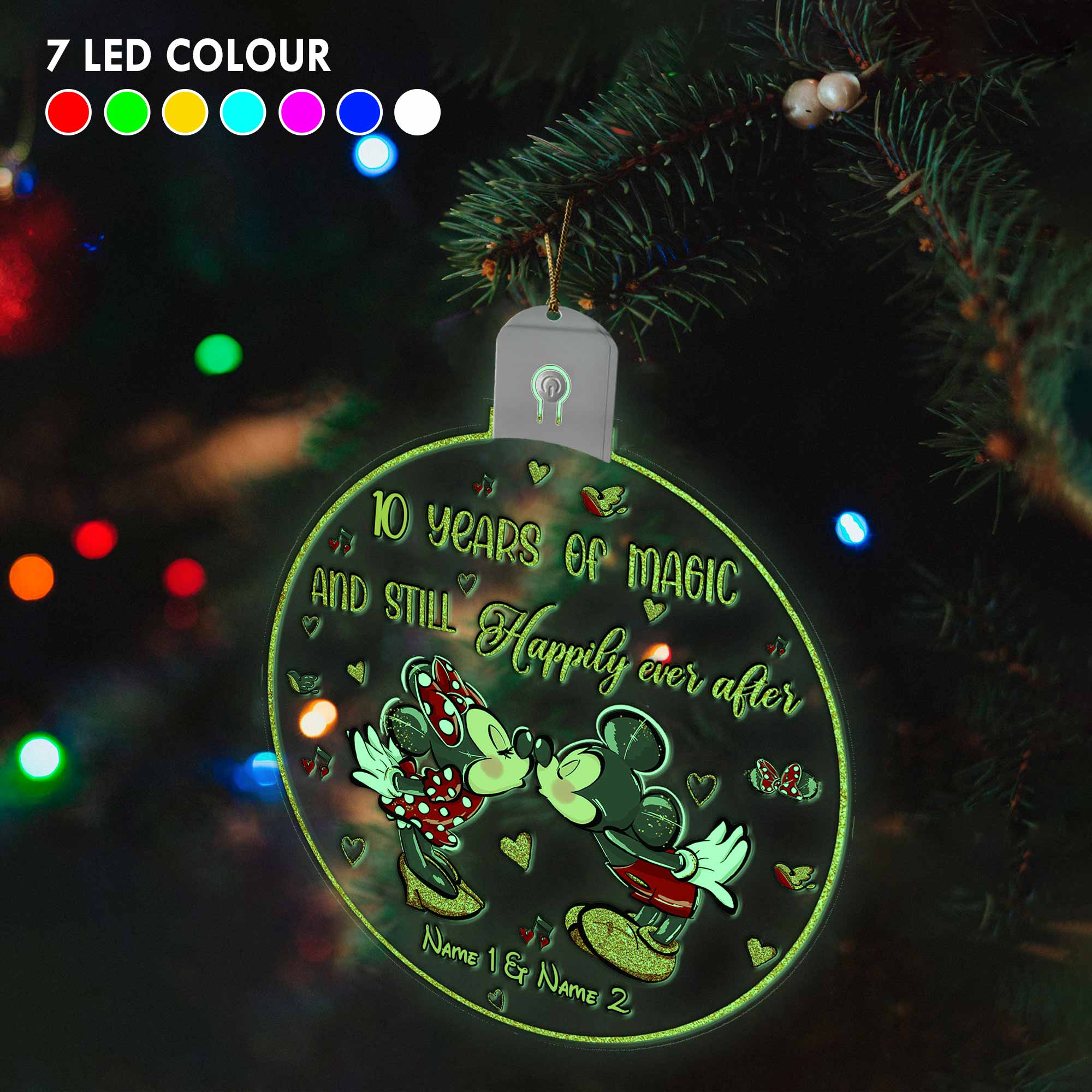 Personalized LED Acrylic Christmas Ornament Custom Names Gift Led Acrylic Ornament GradoCreations
