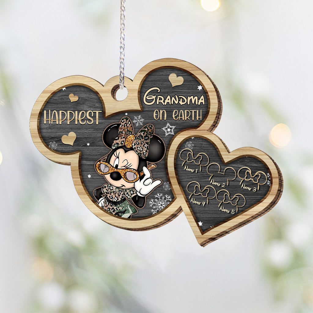 Personalized Christmas Mouse Ornament for Grandma | Custom Gift Layered Wood Ornament GradoCreations