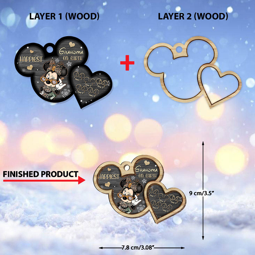 Personalized Christmas Mouse Ornament for Grandma | Custom Gift Layered Wood Ornament GradoCreations