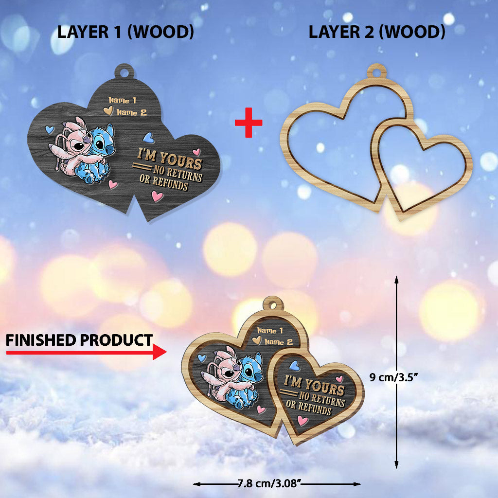 Personalized Layered Wood Ornament I'm Yours No Returns Gift for Couple Layered Wood Ornament GradoCreations