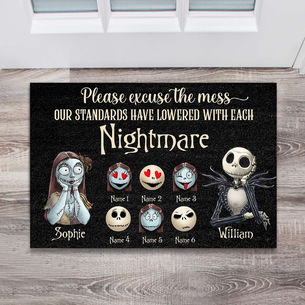 Personalized Nightmare Doormat with Custom Names for Halloween Doormat GradoCreations