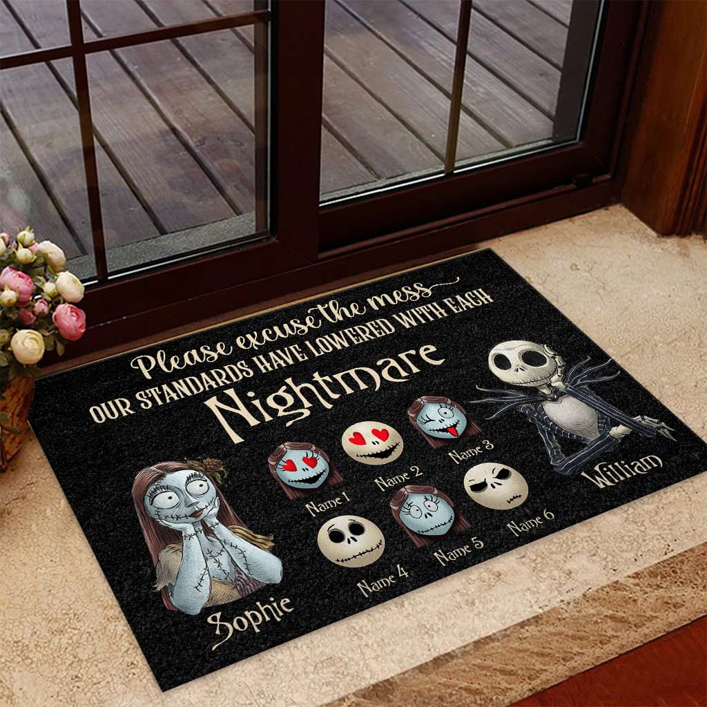 Personalized Nightmare Doormat with Custom Names for Halloween Doormat GradoCreations
