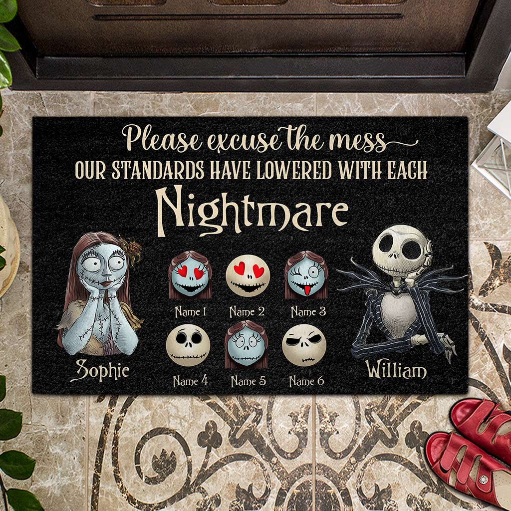 Personalized Nightmare Doormat with Custom Names for Halloween Doormat GradoCreations