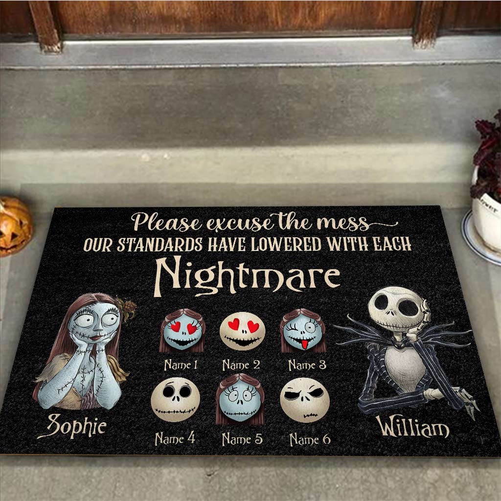 Personalized Nightmare Doormat with Custom Names for Halloween Doormat GradoCreations