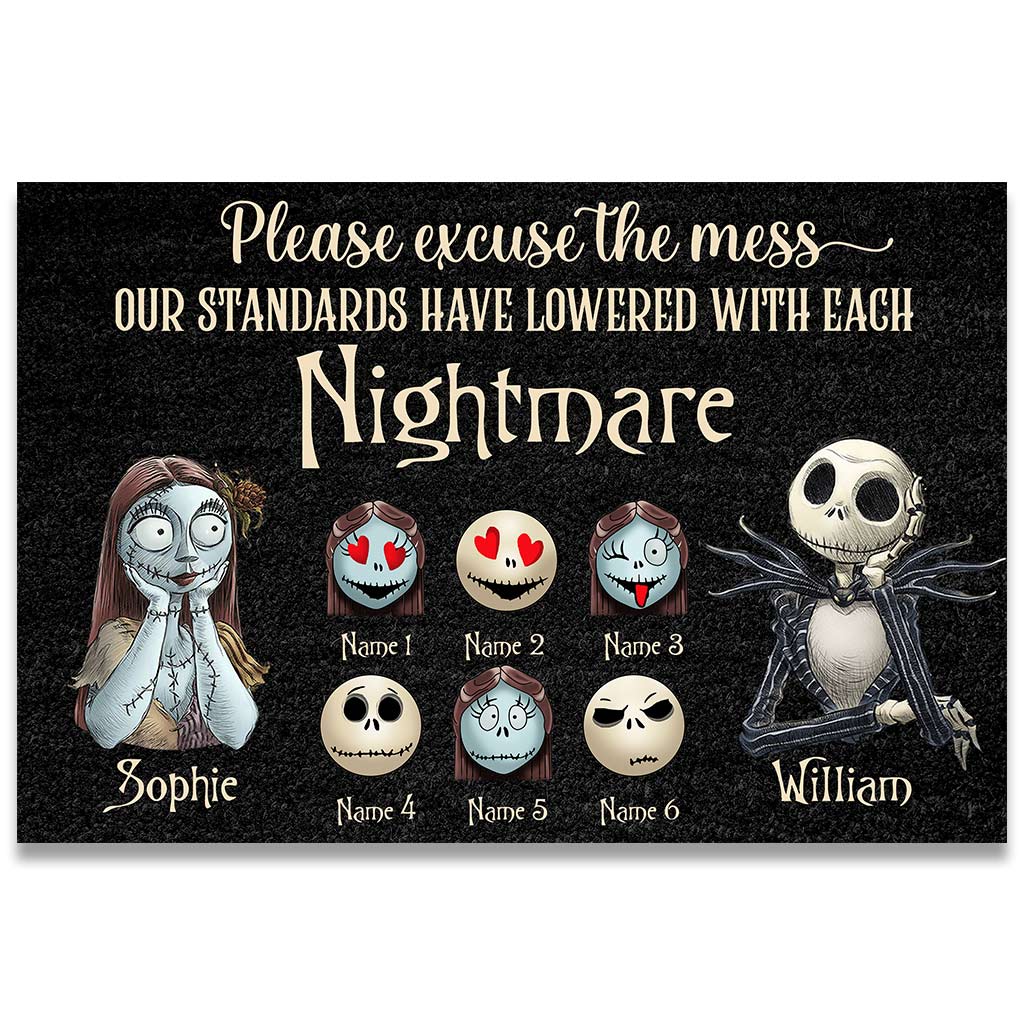 Personalized Nightmare Doormat with Custom Names for Halloween Doormat GradoCreations