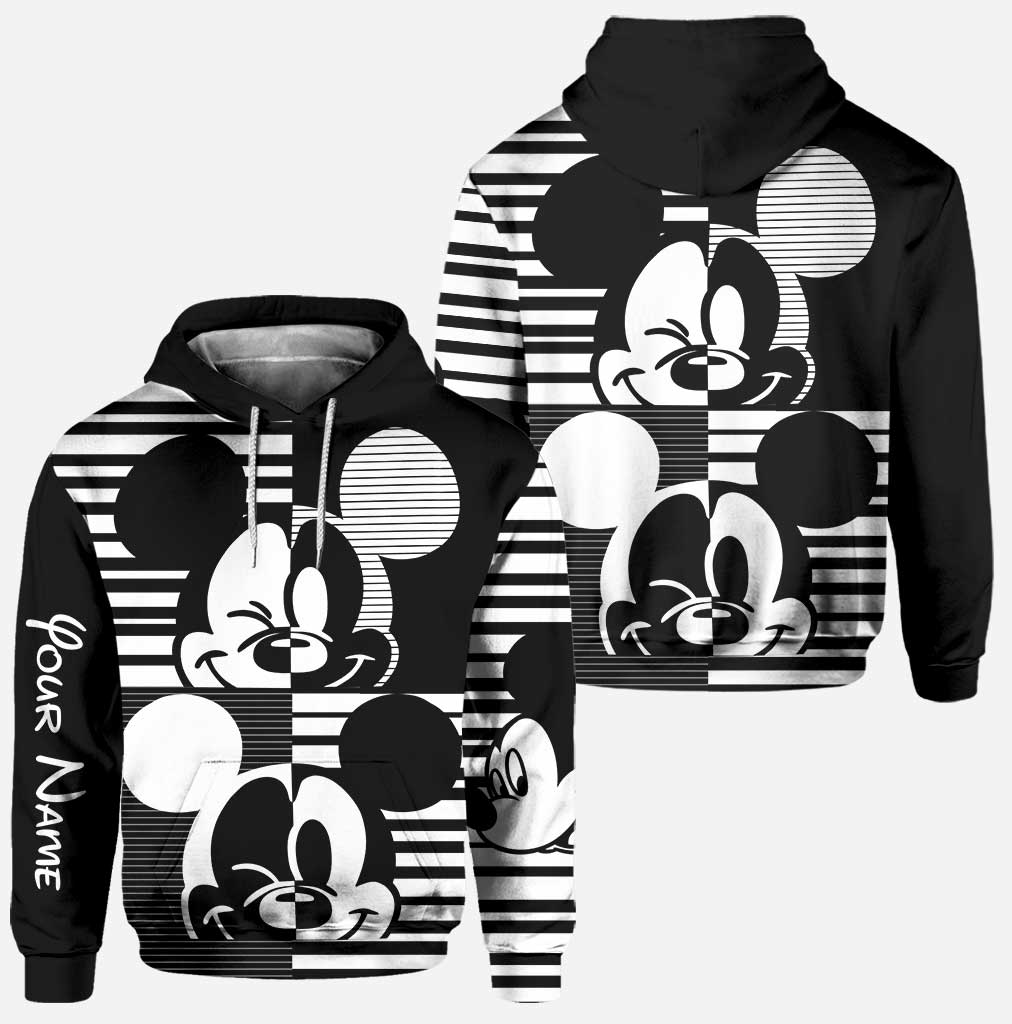 Personalized Black and White Mouse Hoodie and Leggings Set for Kids Hoodie & Leggings GradoCreations