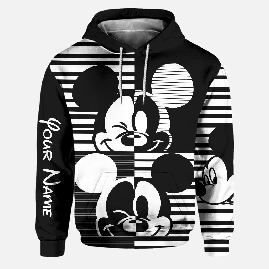 Personalized Black and White Mouse Hoodie and Leggings Set for Kids Hoodie & Leggings GradoCreations