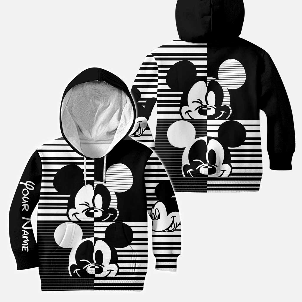 Personalized Black and White Mouse Hoodie and Leggings Set for Kids Hoodie & Leggings GradoCreations