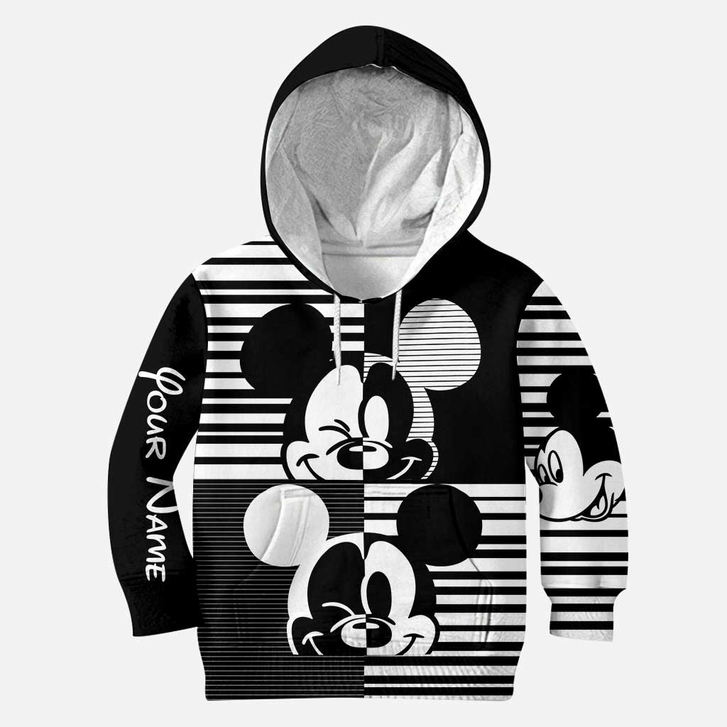 Personalized Black and White Mouse Hoodie and Leggings Set for Kids Hoodie & Leggings GradoCreations