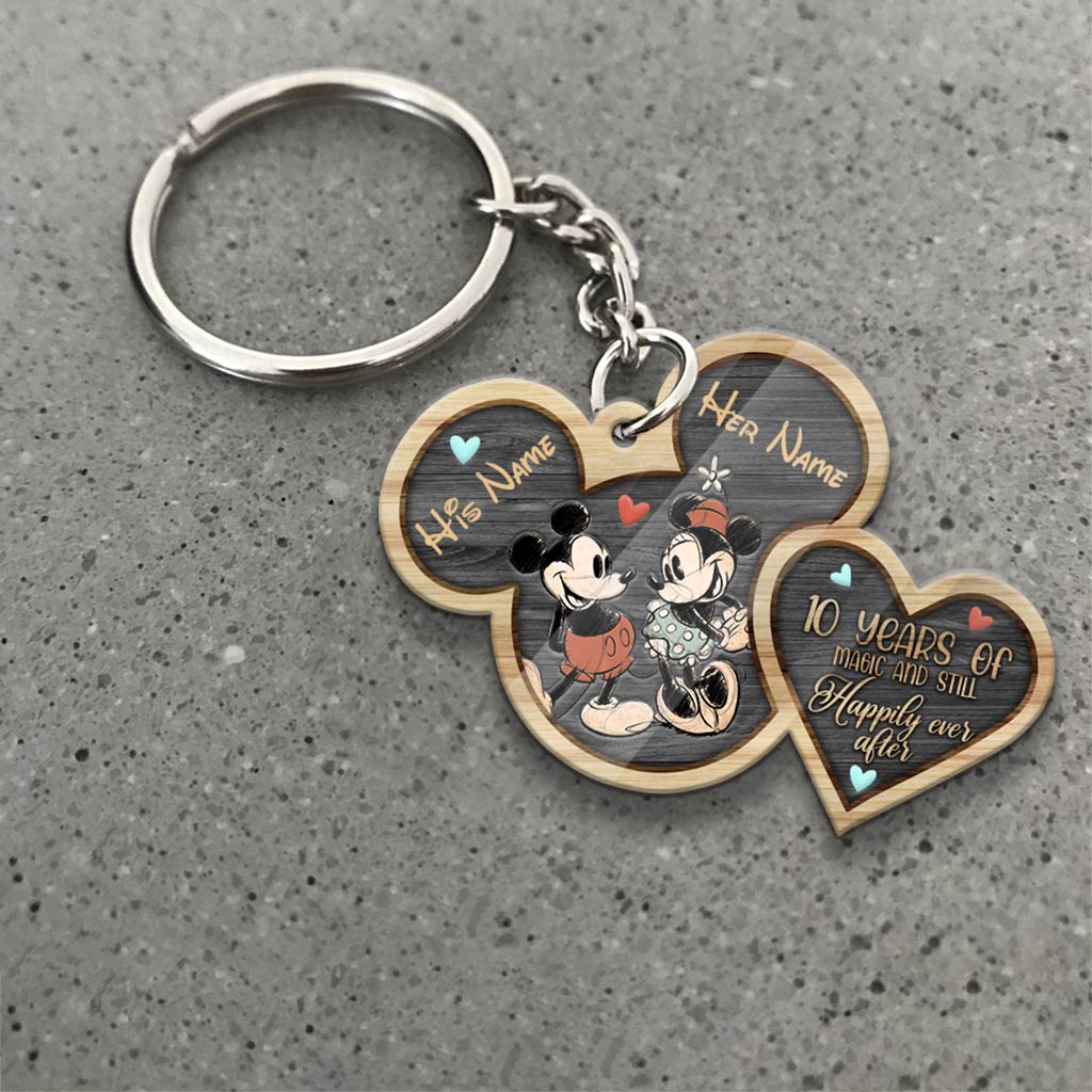 Personalized Mickey Mouse Keychain Custom Names Gift for Couples Keychain GradoCreations