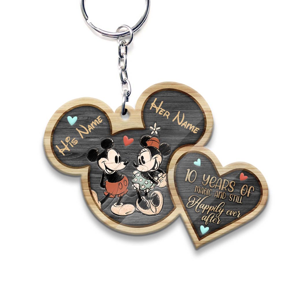 Personalized Mickey Mouse Keychain Custom Names Gift for Couples Keychain GradoCreations