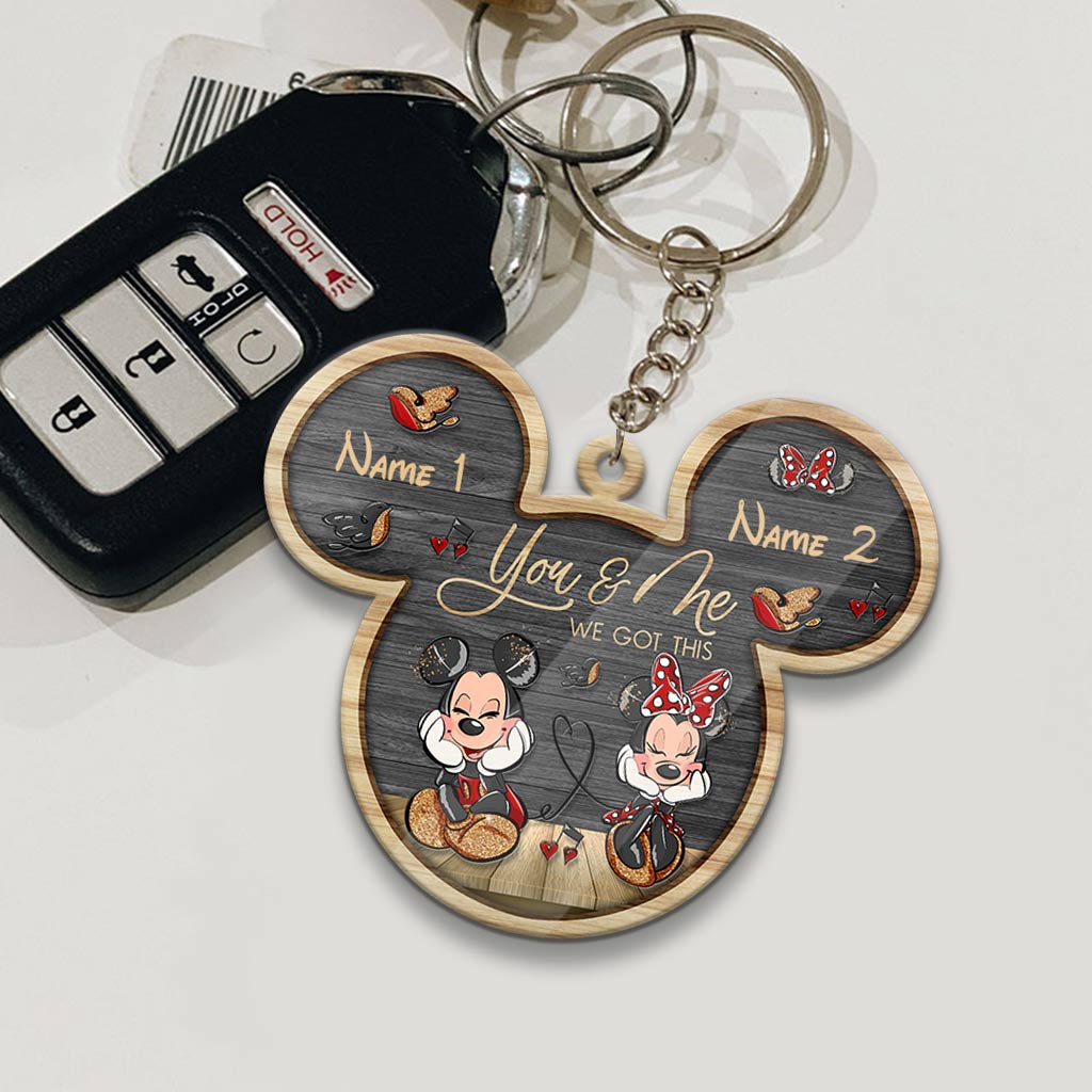 Custom Couple Keychain You & Me Mouse Shape Personalized Gift Keychain GradoCreations