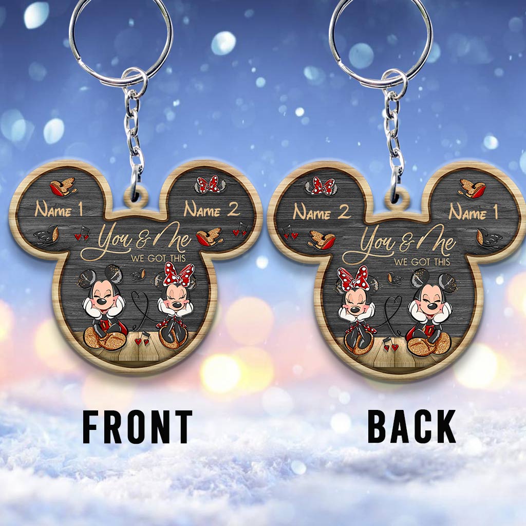 Custom Couple Keychain You & Me Mouse Shape Personalized Gift Keychain GradoCreations