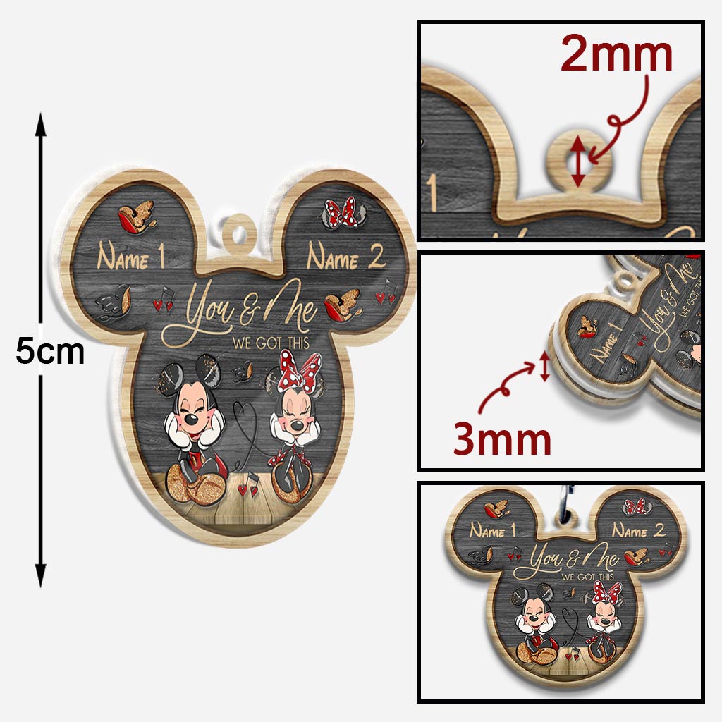 Custom Couple Keychain You & Me Mouse Shape Personalized Gift Keychain GradoCreations