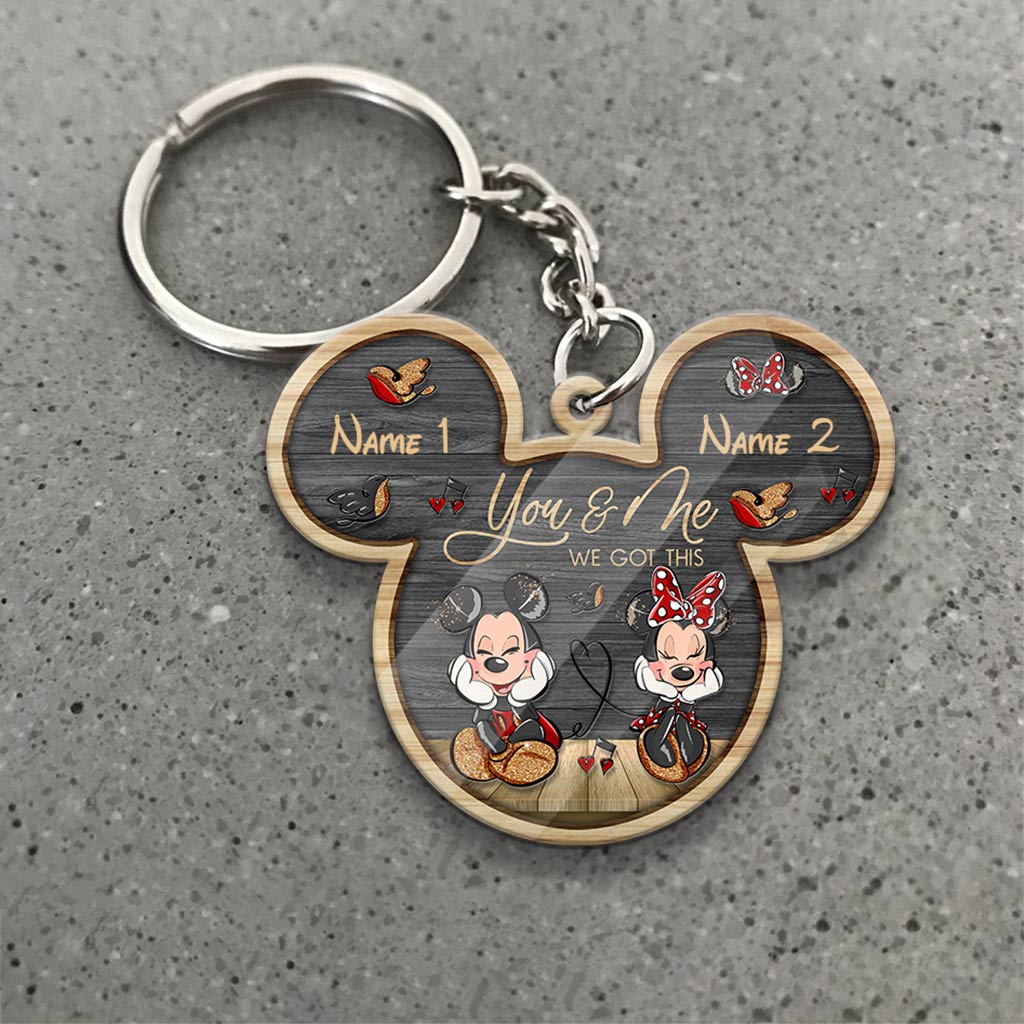 Custom Couple Keychain You & Me Mouse Shape Personalized Gift Keychain GradoCreations