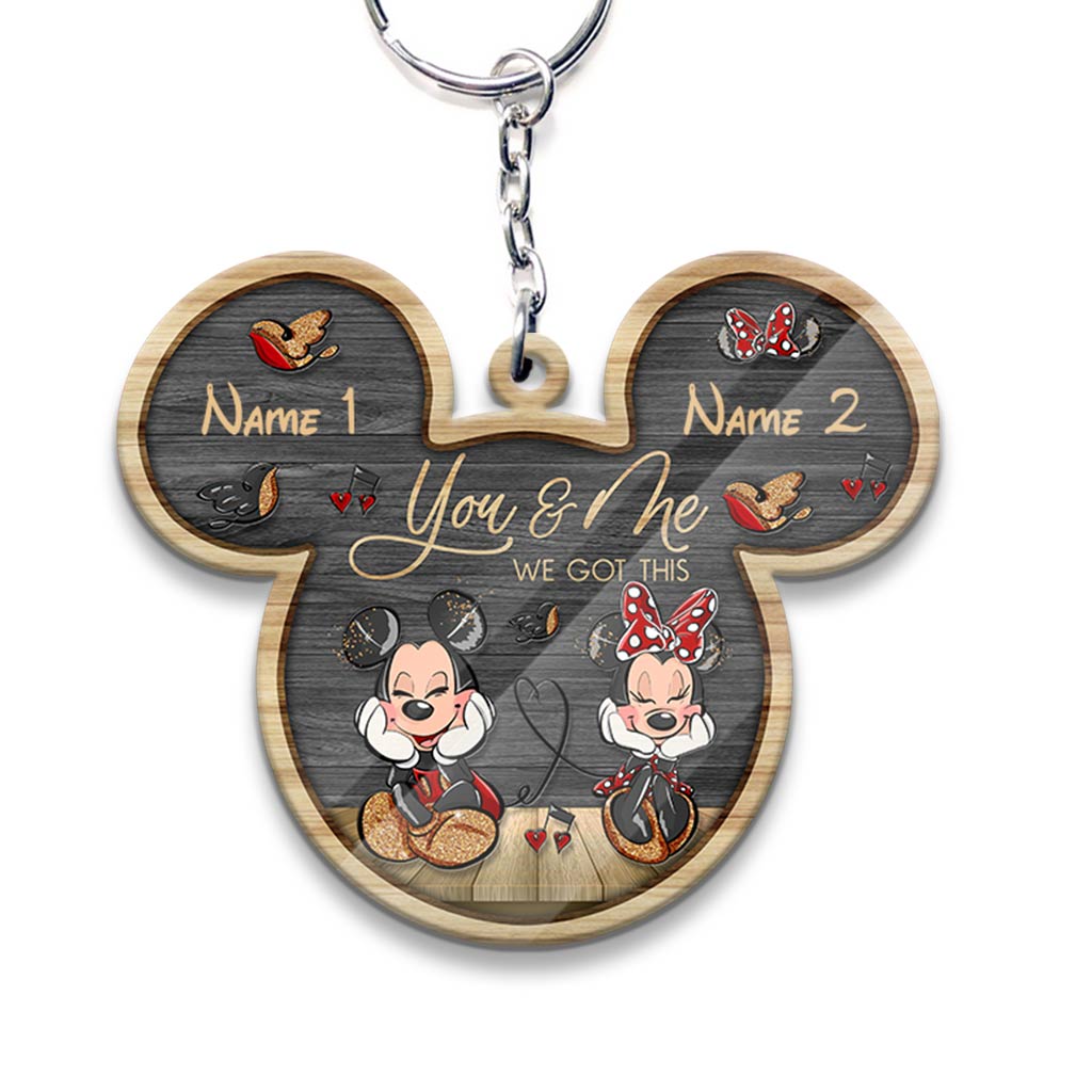 Custom Couple Keychain You & Me Mouse Shape Personalized Gift Keychain GradoCreations