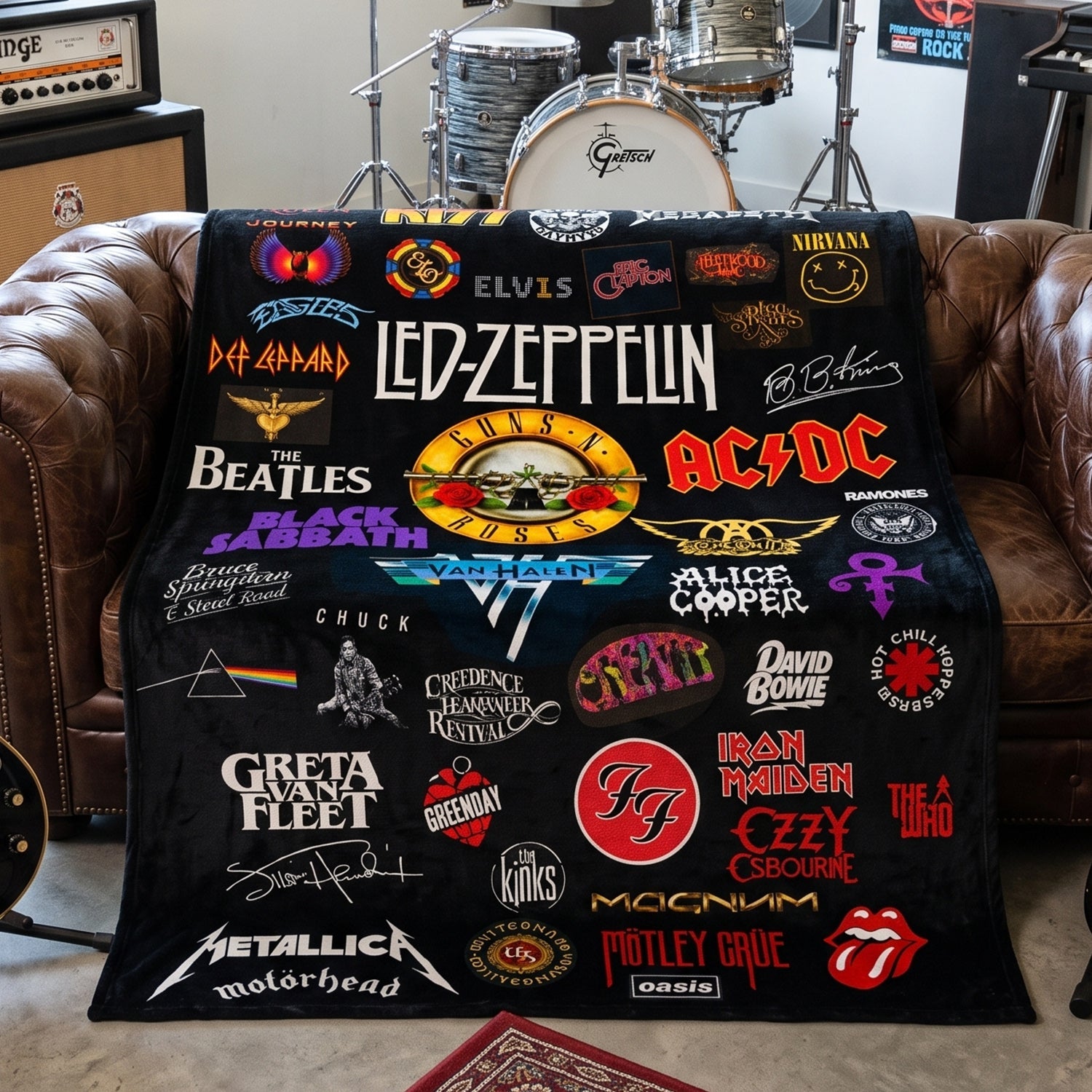 Personalized Classic Rock Legends Blanket Unique Gift GradoCreations