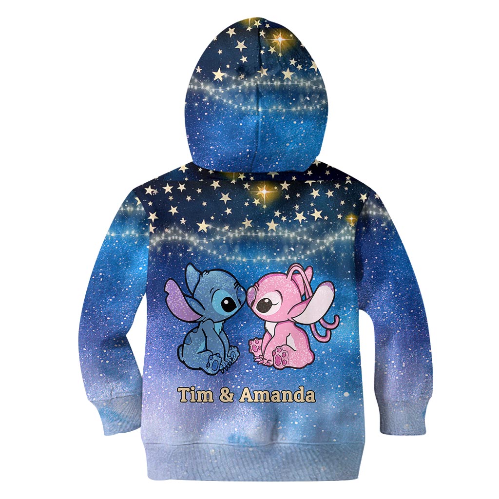 Personalized Couple Ohana Hoodie Galaxy Print Custom Names Gift All Over Shirt GradoCreations