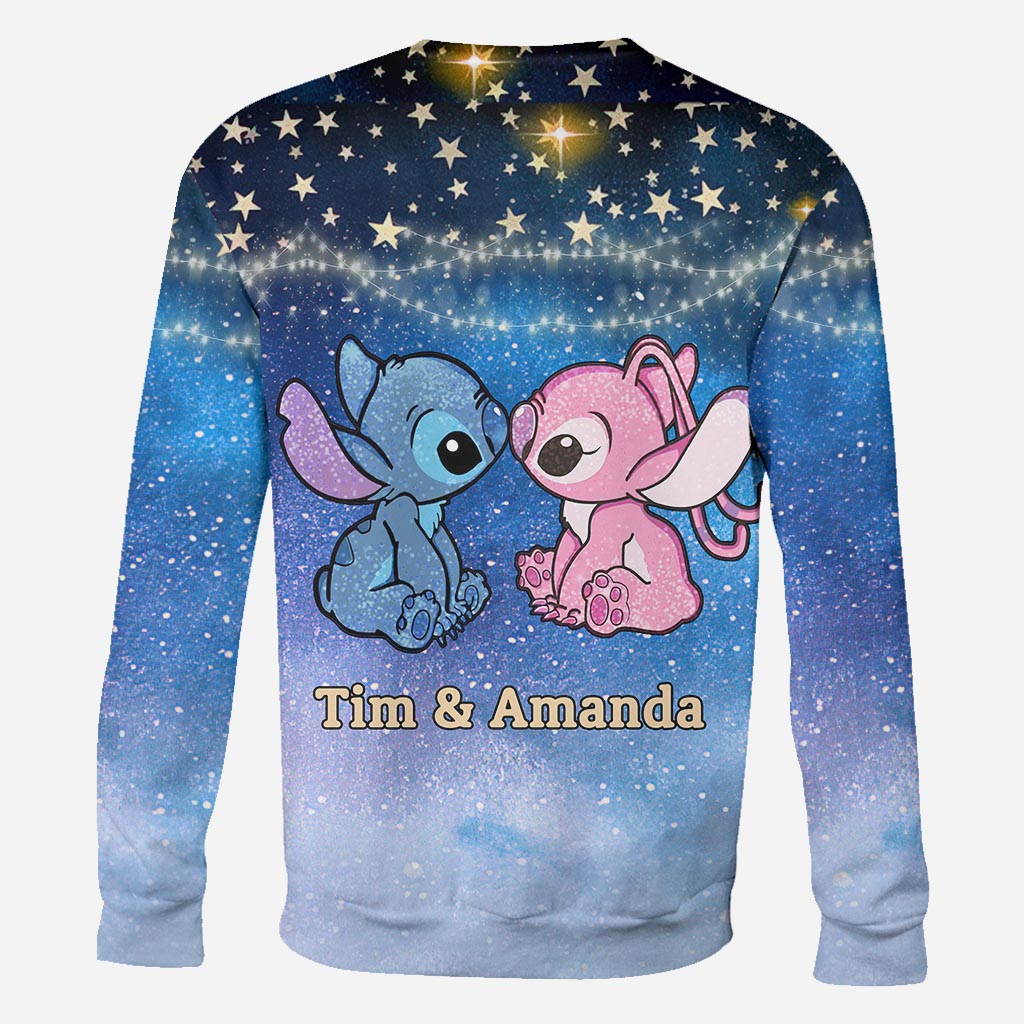 Personalized Couple Ohana Hoodie Galaxy Print Custom Names Gift All Over Shirt GradoCreations