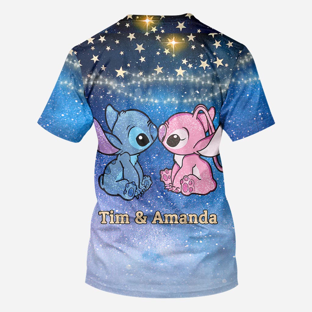 Personalized Couple Ohana Hoodie Galaxy Print Custom Names Gift All Over Shirt GradoCreations