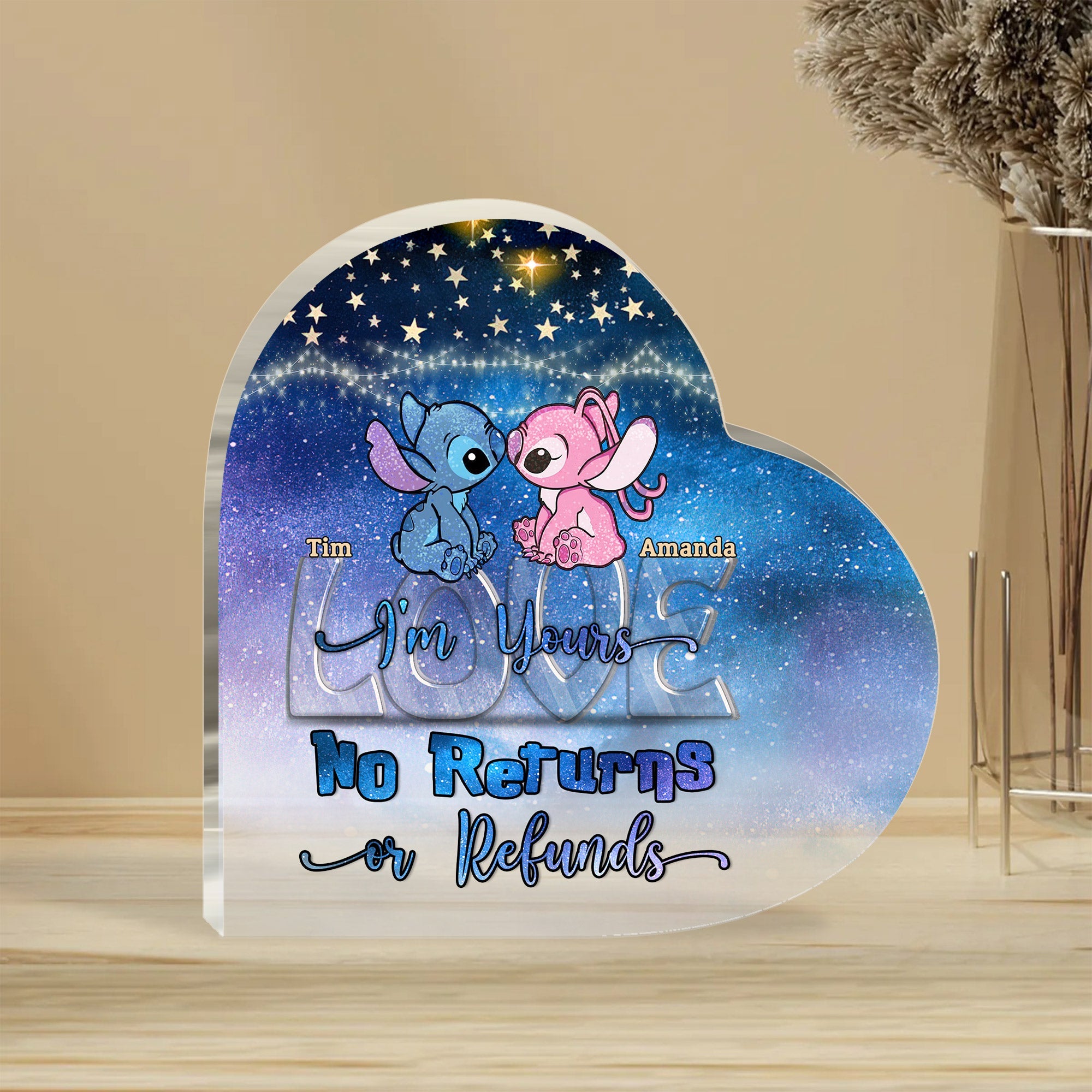 Personalized Acrylic Couple Plaque Custom Name Gift for Valentines Custom Shaped Acrylic Plaque GradoCreations
