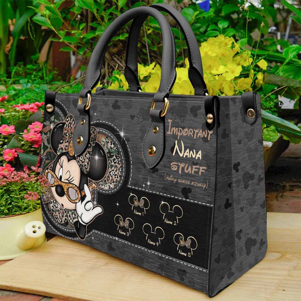 Personalized Leather Handbag for Grandma with Custom Names - Mother's Day Gift Leather Handbag GradoCreations