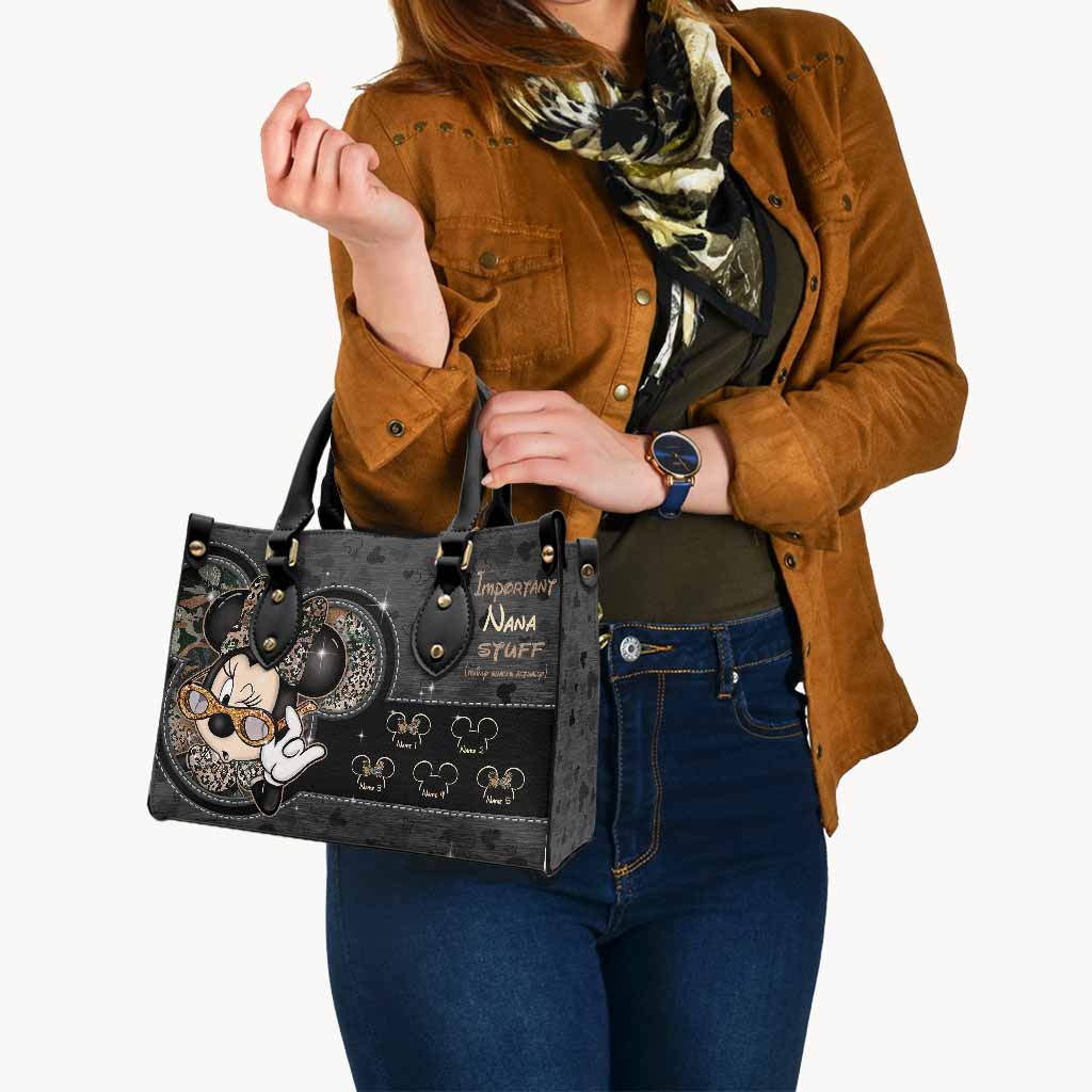 Personalized Leather Handbag for Grandma with Custom Names - Mother's Day Gift Leather Handbag GradoCreations