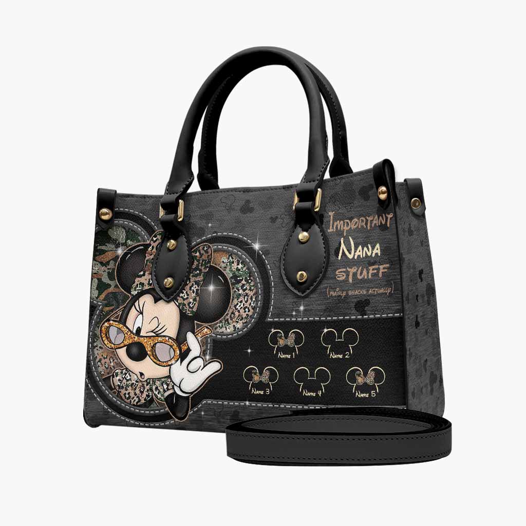 Personalized Leather Handbag for Grandma with Custom Names - Mother's Day Gift Leather Handbag GradoCreations