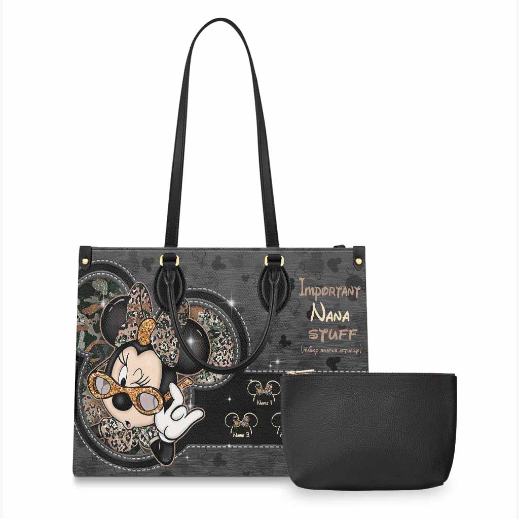Personalized Leather Handbag for Grandma with Custom Names - Mother's Day Gift Leather Handbag GradoCreations