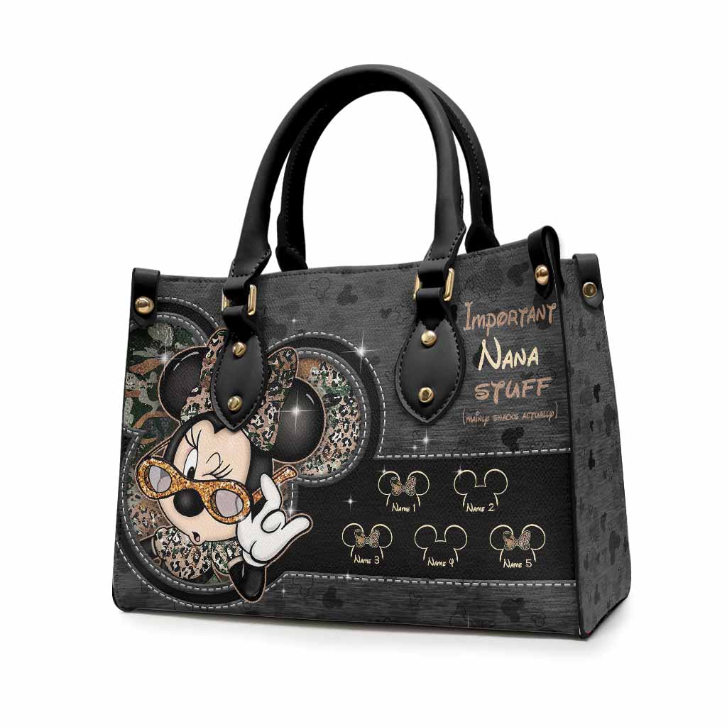 Personalized Leather Handbag for Grandma with Custom Names - Mother's Day Gift Leather Handbag GradoCreations
