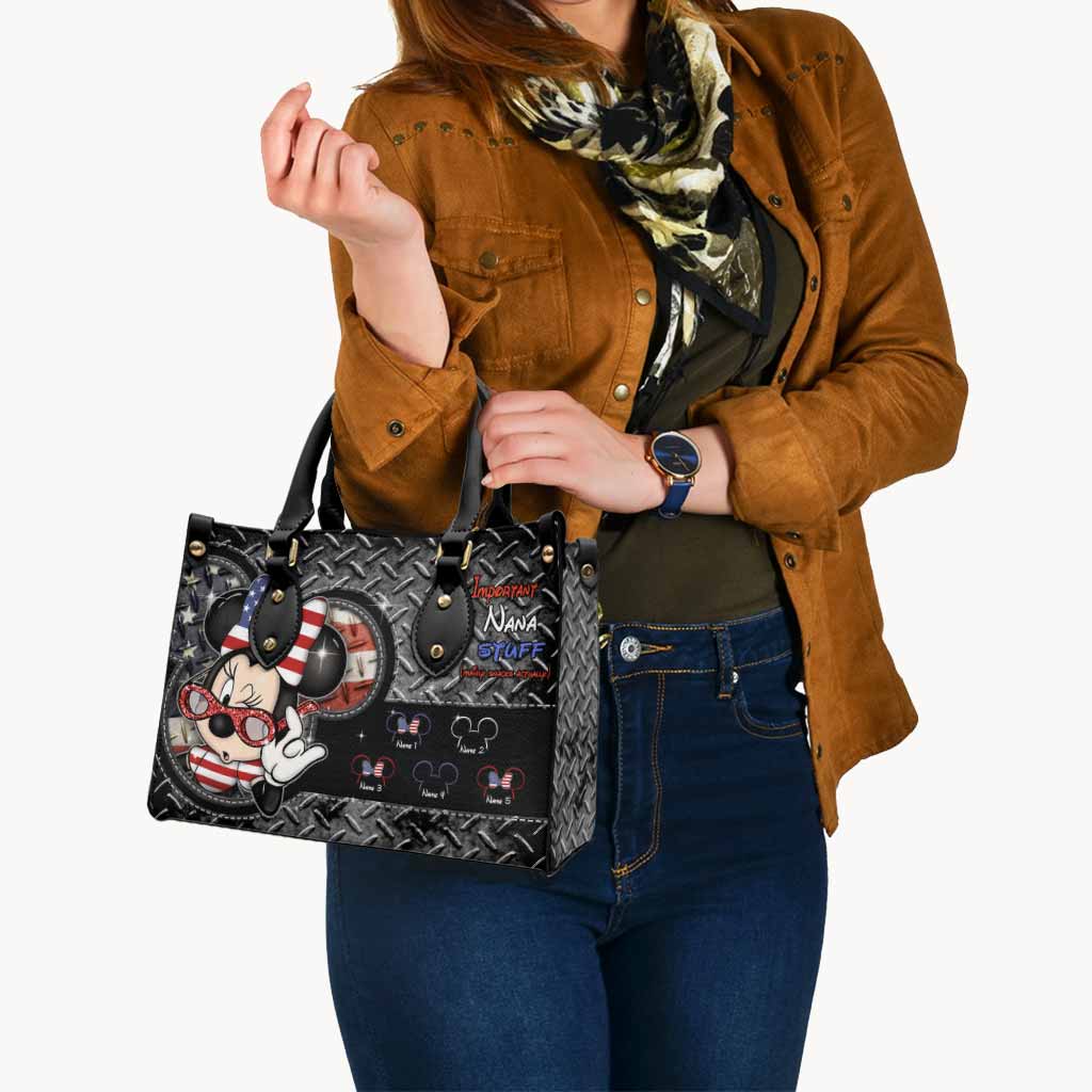 Personalized Leather Handbag with American Theme for Nana Leather Handbag GradoCreations