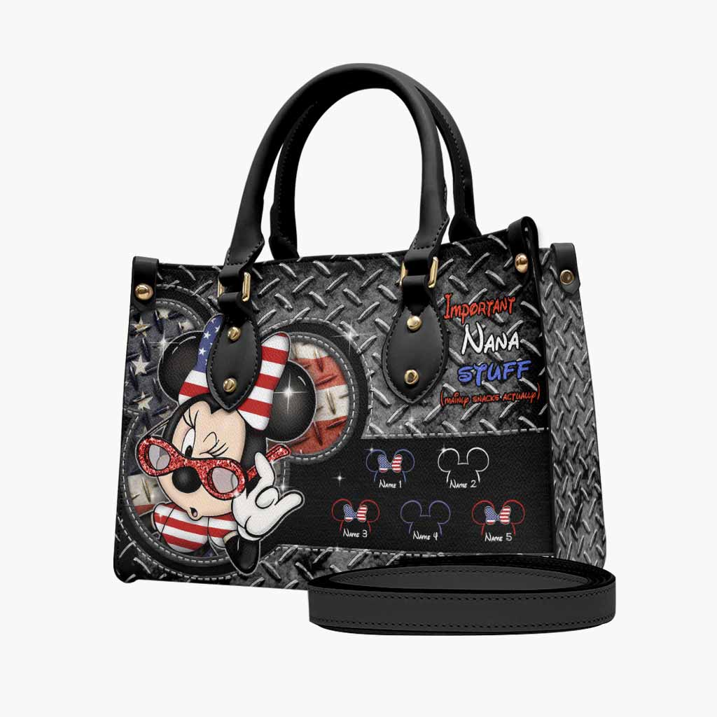 Personalized Leather Handbag with American Theme for Nana Leather Handbag GradoCreations