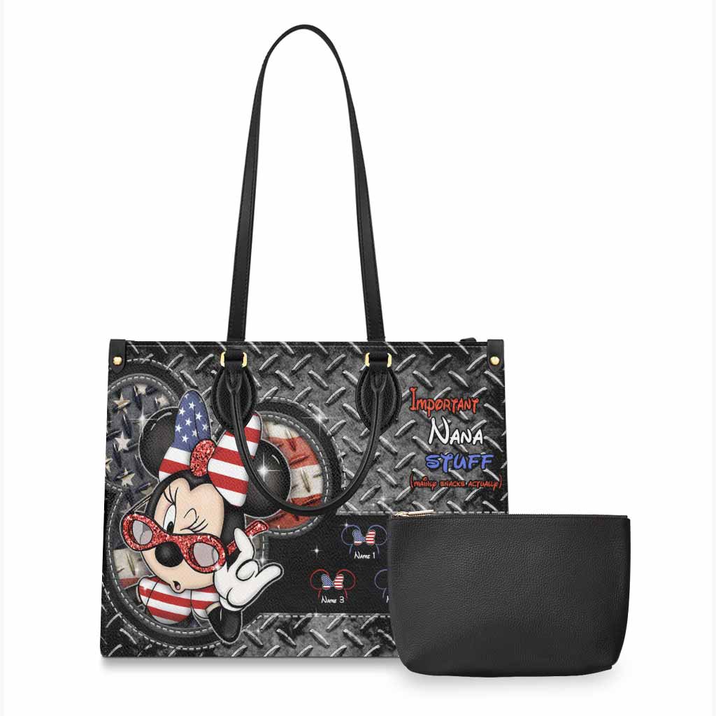 Personalized Leather Handbag with American Theme for Nana Leather Handbag GradoCreations