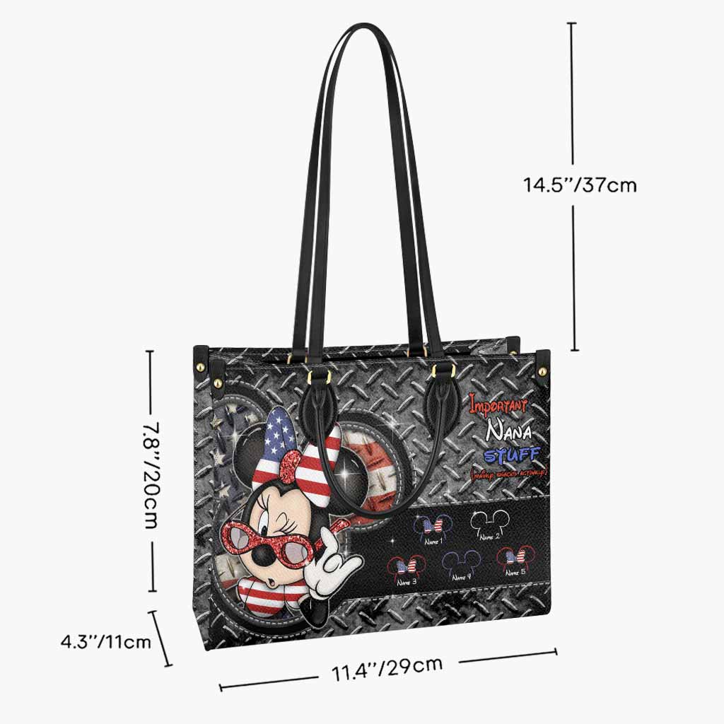 Personalized Leather Handbag with American Theme for Nana Leather Handbag GradoCreations