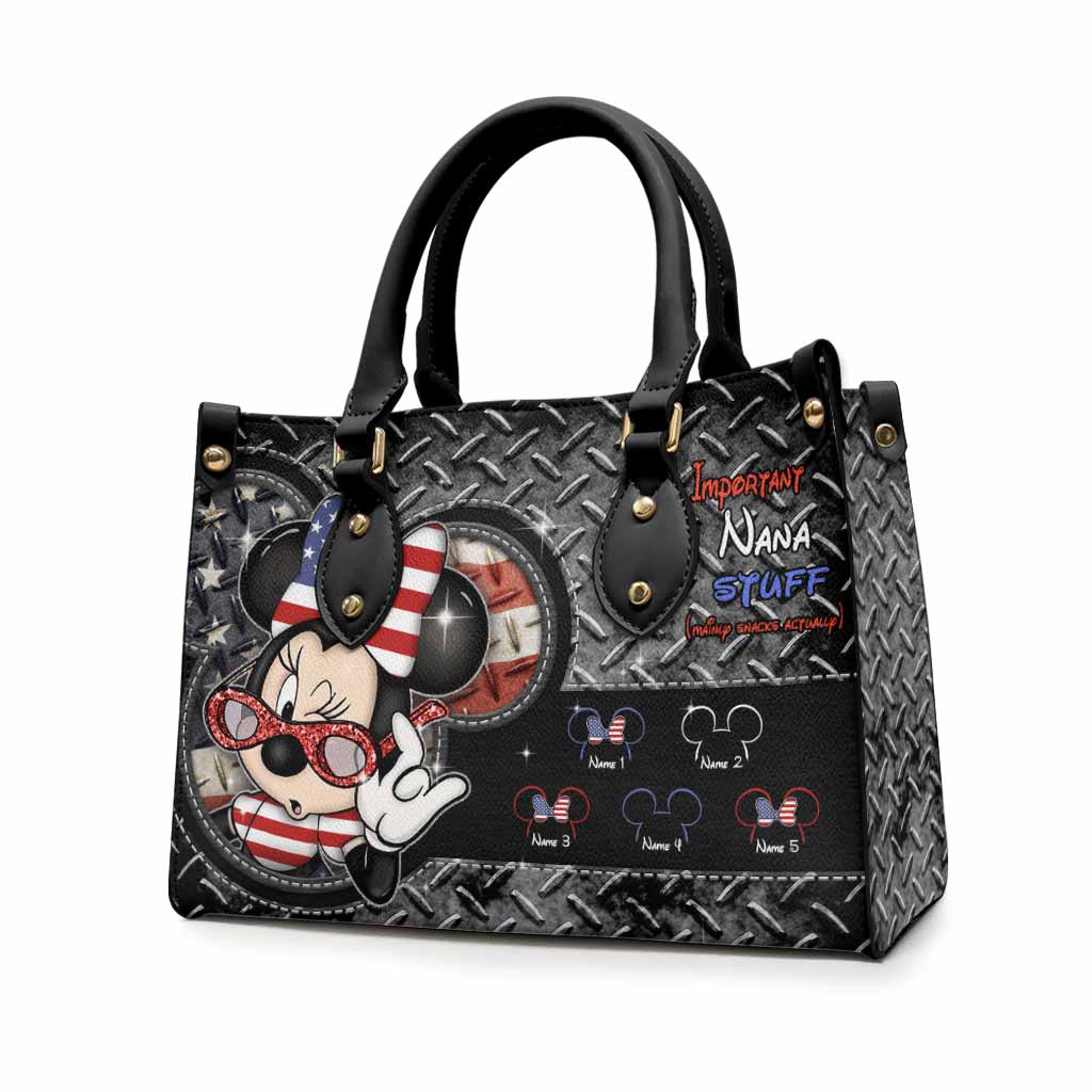 Personalized Leather Handbag with American Theme for Nana Leather Handbag GradoCreations