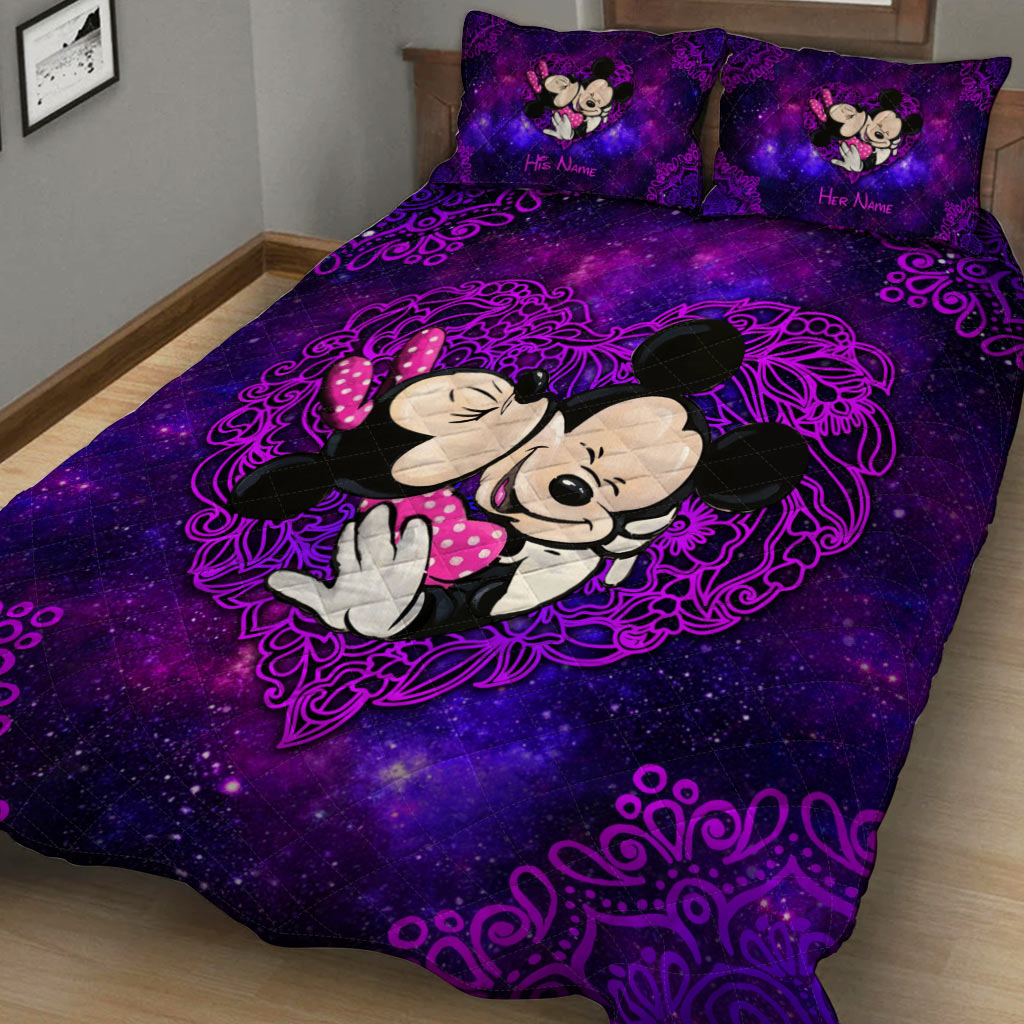 Personalized Mouse Quilt Set for Couples | Cute Valentine's Day Gift Quilt Set GradoCreations