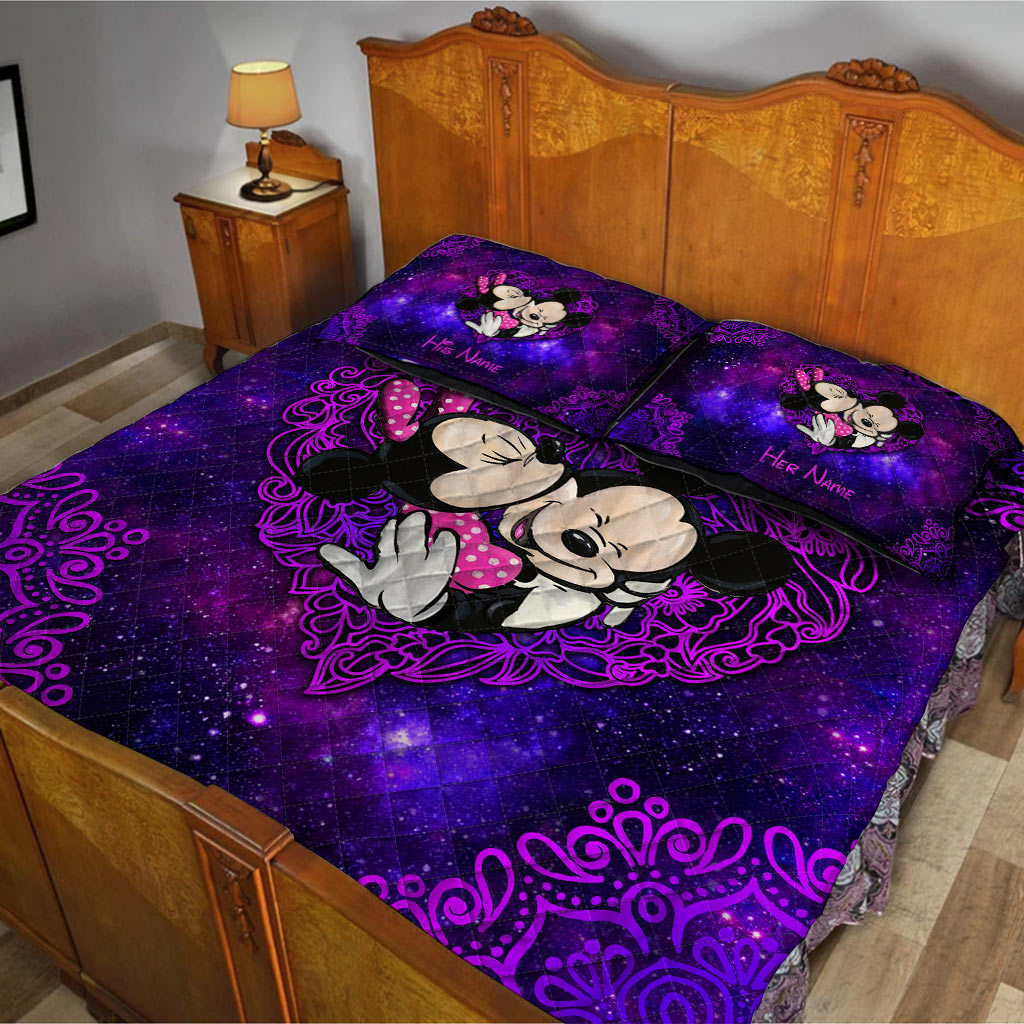 Personalized Mouse Quilt Set for Couples | Cute Valentine's Day Gift Quilt Set GradoCreations