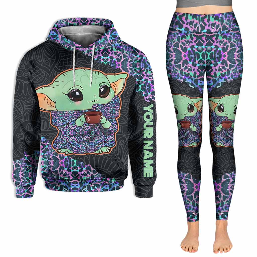 Personalized Holographic Leopard Hoodie and Leggings Set for Women Hoodie & Leggings GradoCreations