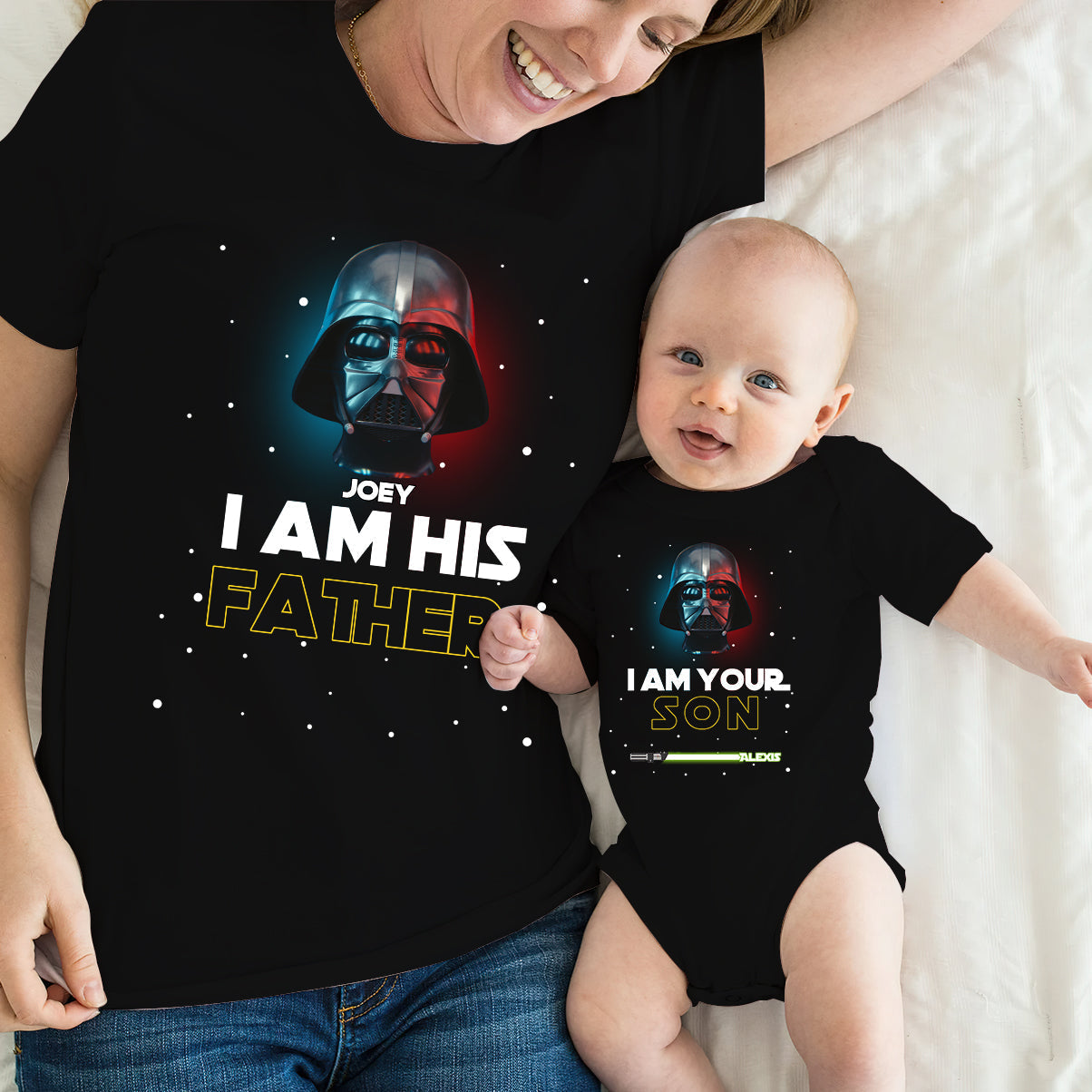 Personalized Star Wars Father and Son T-Shirt & Onesie Set Gift T-shirt And Baby Onesie GradoCreations