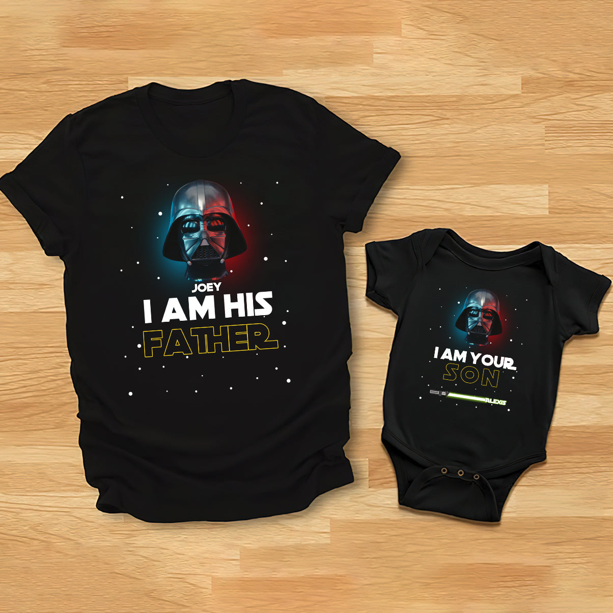 Personalized Star Wars Father and Son T-Shirt & Onesie Set Gift T-shirt And Baby Onesie GradoCreations