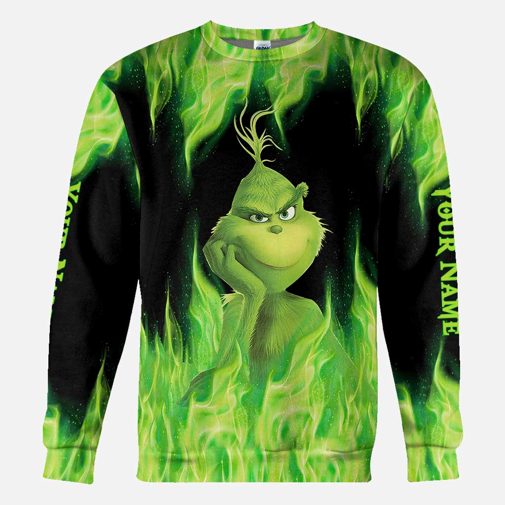 Personalized Grinch Christmas Hoodie Custom Name Gift Idea All Over Shirt GradoCreations