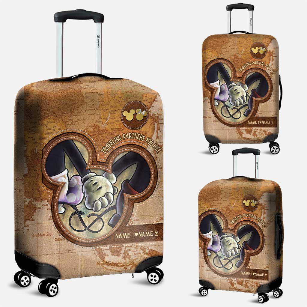 Personalized Travel Luggage Cover Custom Name Gift for Couples Luggage Cover GradoCreations
