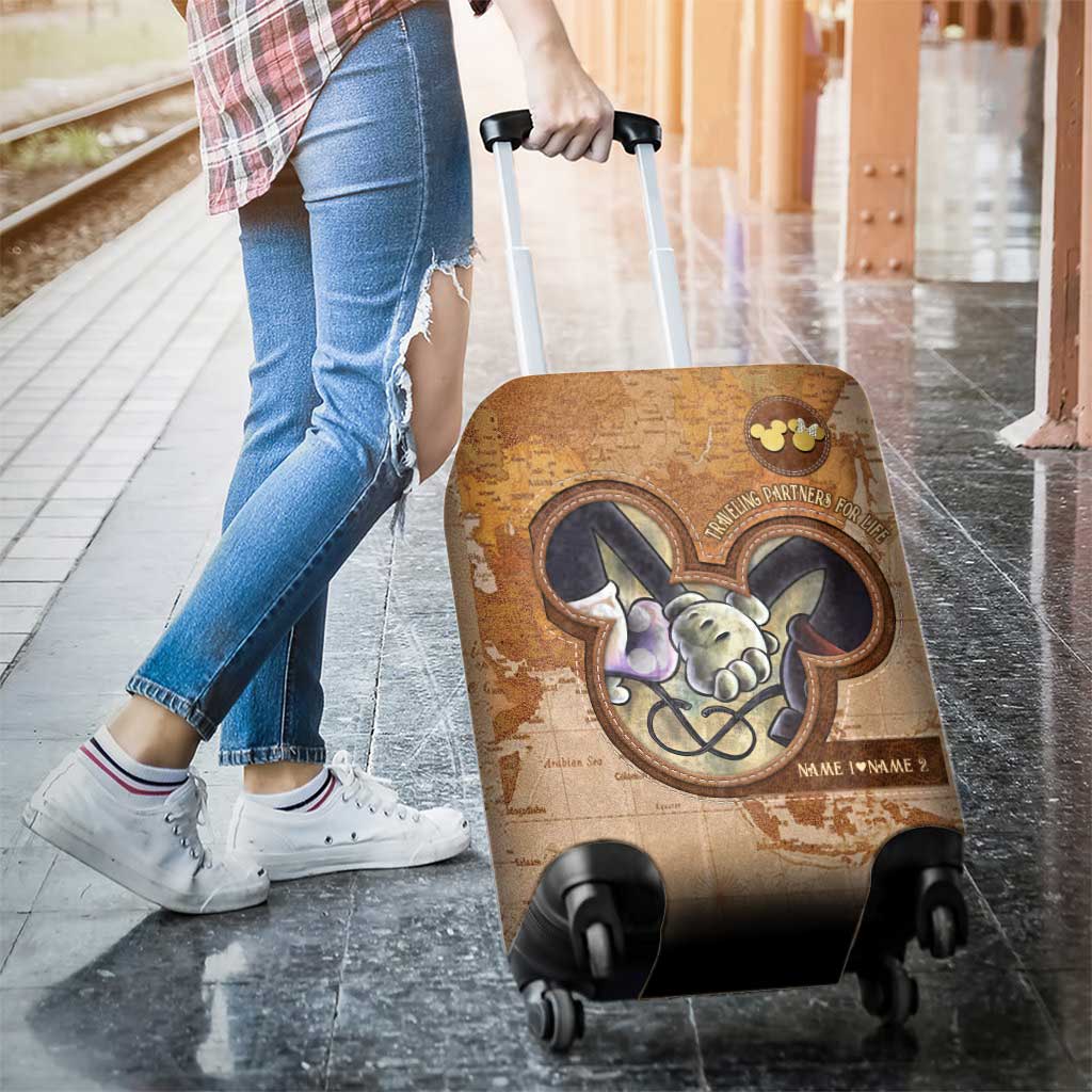 Personalized Travel Luggage Cover Custom Name Gift for Couples Luggage Cover GradoCreations